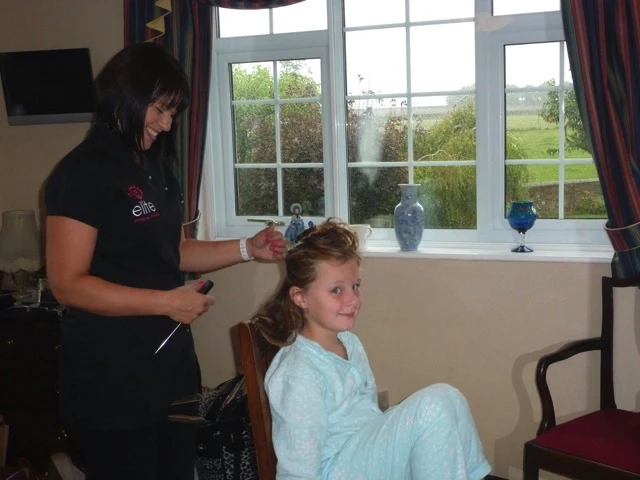Styling a young client's hair at home